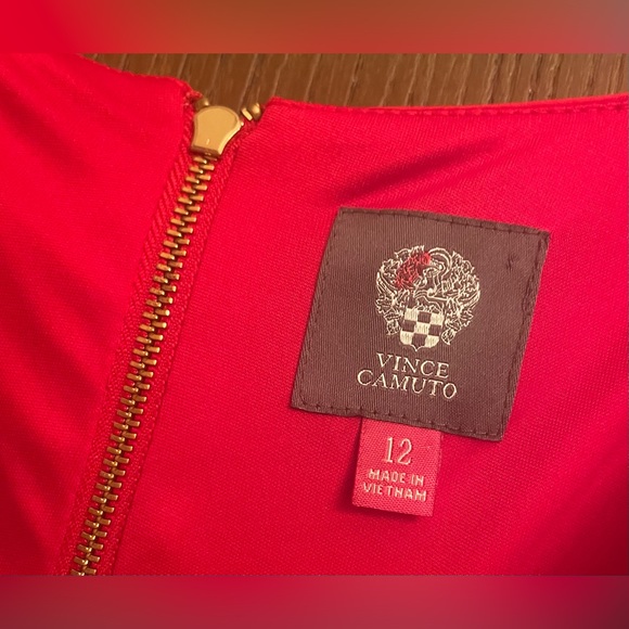 Vince Camuto Red Casual Formal Full Zipper Back  Long Sleeve Dress Sz-12 - Picture 5 of 7